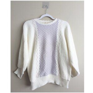 Vintage metallic knit scallop trim neckline sweater